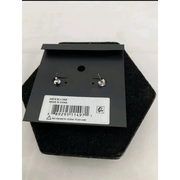 NWT Coach Silvertone Crystal Stud Earrings - Picture 3 of 4